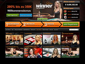 Das Winner Casino mit den hervorragenden Live Dealer Spielen