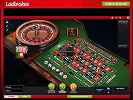 Eines der Europäischen Roulettespiele bei Ladbrokes