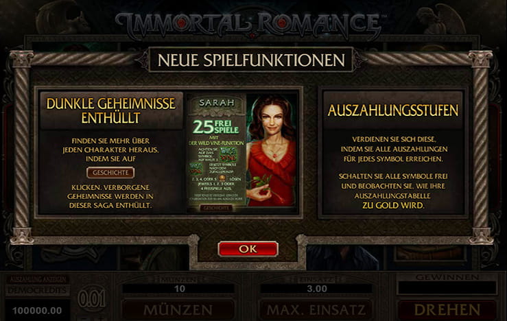 Immortal Romance Funktionen