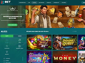 Ein Blick auf die Lobby und das Spieleportfolio von 22Bet Casino.