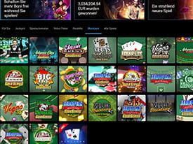 Blick auf die mehr als 30 Spiele im All Slots Casino.