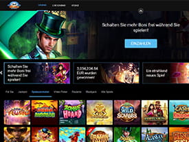 Die Startseite des All Slots Casinos mit dem Überblick über das Spielautomaten Angebot.