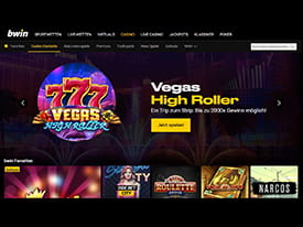 Die Startseite des bwin Casinos.