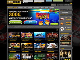 Die Webseite des Eurogrand Casinos mit Willkommensbonus
