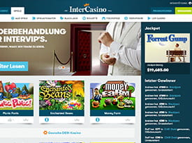 Vorschau InterCasino Startseite und VIP Promo