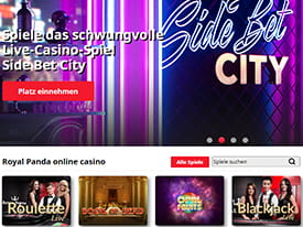 Die Webseite des Online Casinos Royal Panda.