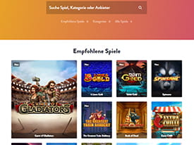 Eine Übersicht der Spiele und Spielkategorien im Dunder Casino.