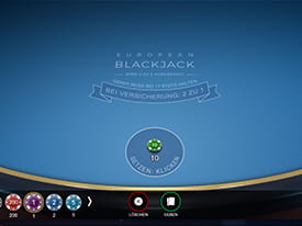 Die European Blackjack Variante von Red Tiger im Online Casino Vegas Hero.