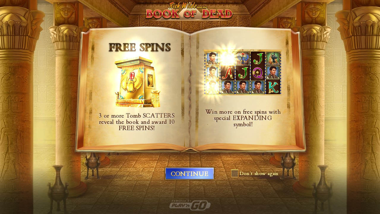 Book of Dead Slot, Screenshot aus dem Demospiel