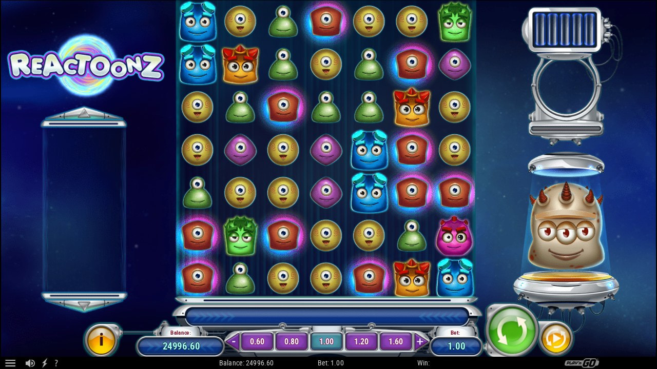 Reactoonz Slot, Screenshot aus dem Demospiel