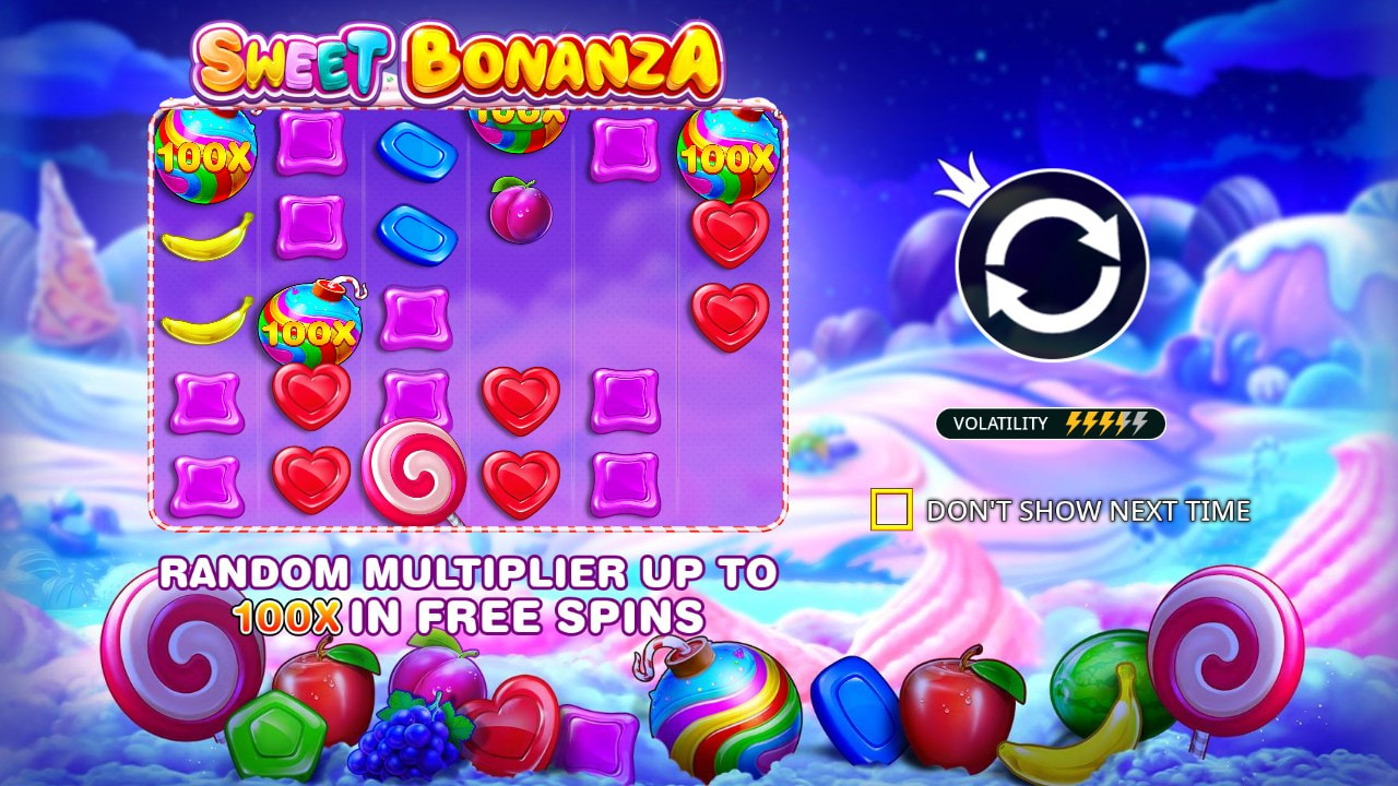 Sweet Bonanza Slot, Screenshot aus dem Demospiel