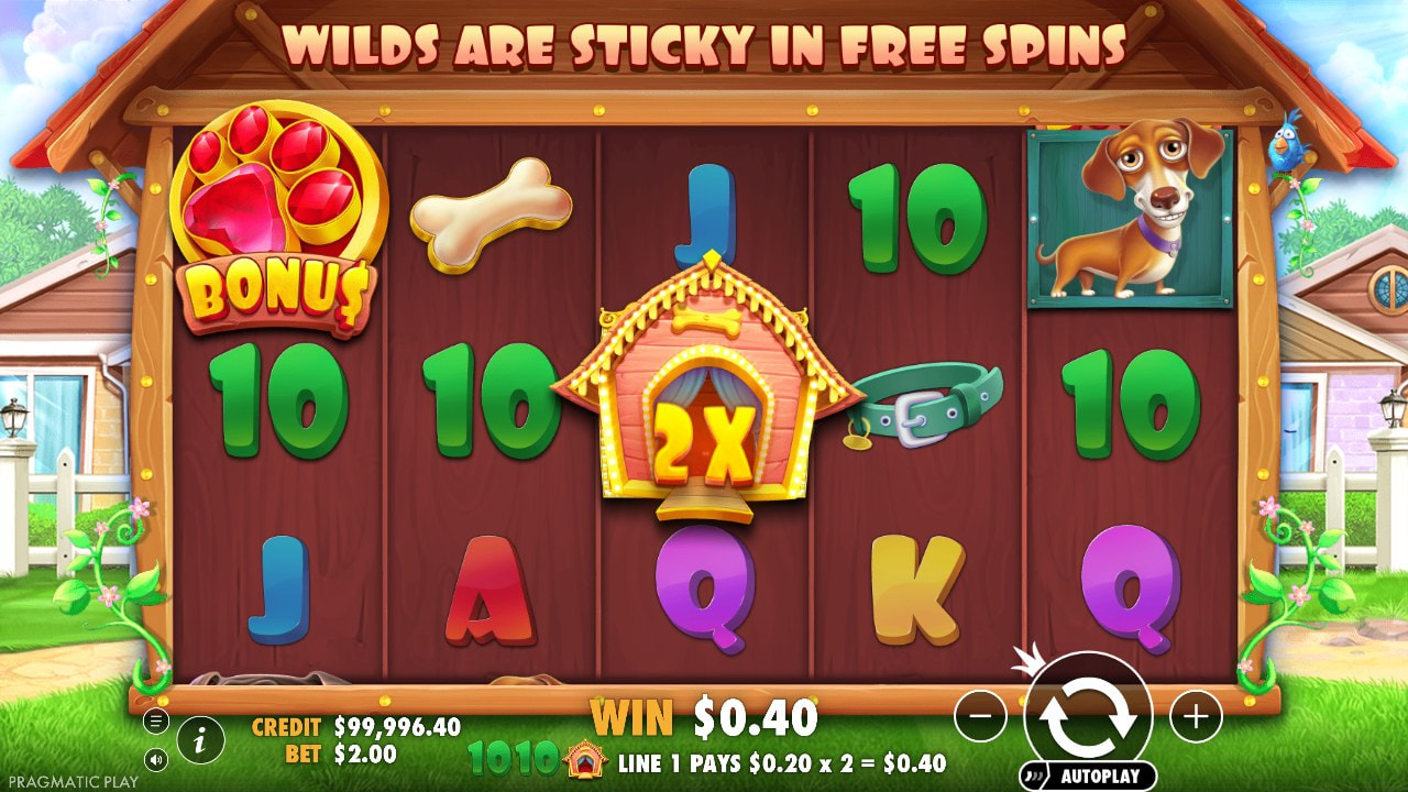 The Dog House Slot, Screenshot aus dem Demospiel