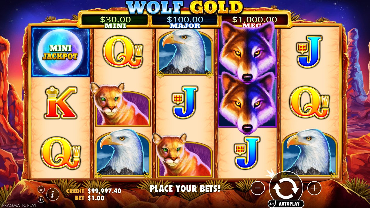 Wolf Gold Slot, Screenshot aus dem Demospiel